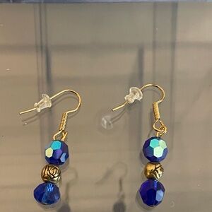 Blue and Gold Dangle Earrings